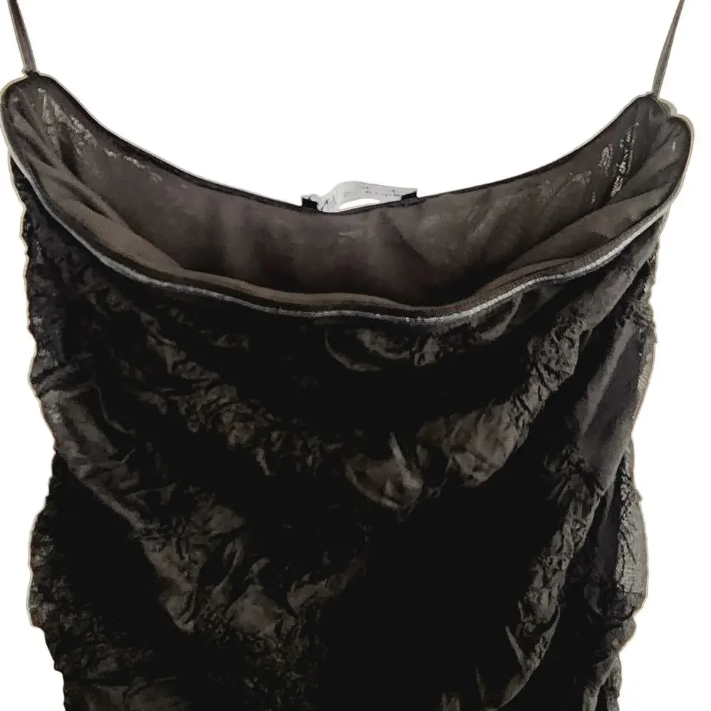 Zara Black Ruched Lace Strapless Midi / Maxi Dress Size Small
